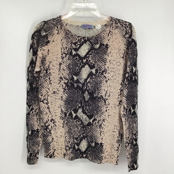 ACROBAT Women’s Reptile Print Silk Cashmere Blend Sweater Black/Blush Size XS - Picture 1 of 6